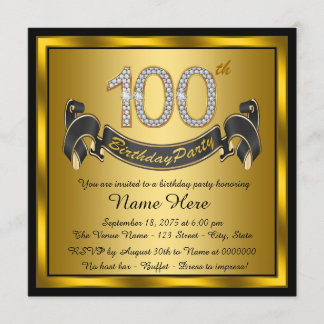Invitation Fête des 100 ans en or