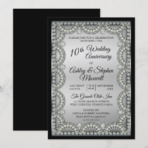 Invitation Fête des 10 ans de mariage Argent et Diamant