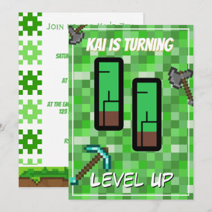 Invitation Fête des 11 ans du joueur pixelisé niveau supérieu