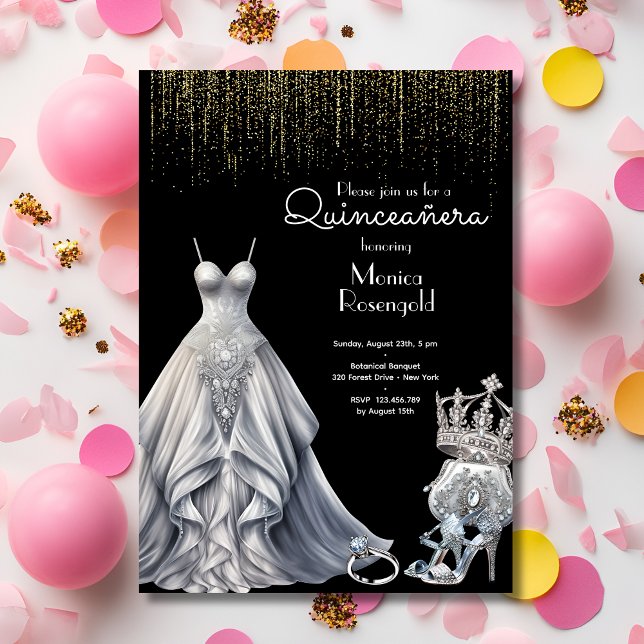 Invitation Fête des 15 ans de la princesse royale argentée no (Créateur téléchargé)