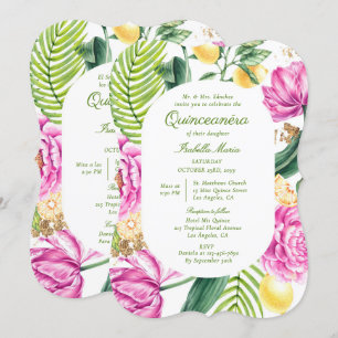 Invitation Fête des 15 ans en watercolor floral bilingue espa