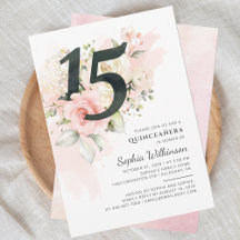 Fête des 15 ans Quinceanera Floral Rustique Aquare