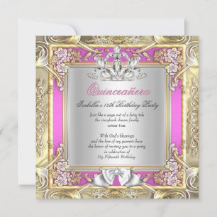 Invitation Fête des 15 ans Quinceanera Or Rose