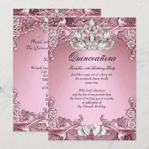 Invitation Fête des 15 ans Rose pour Quinceanera