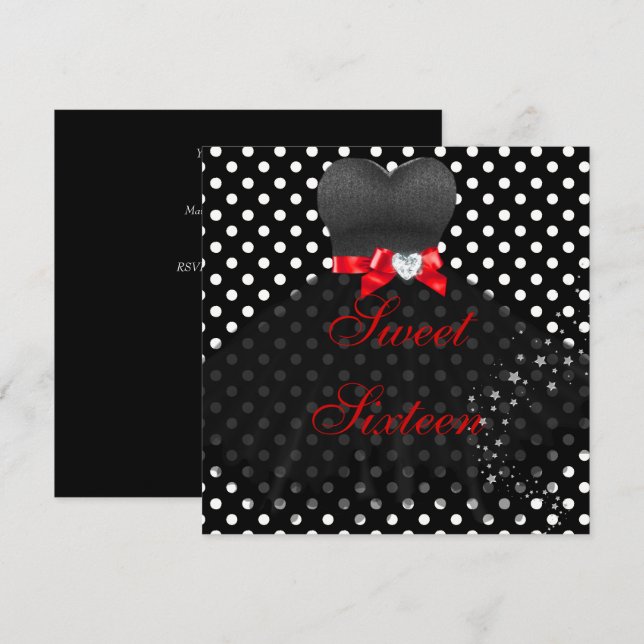 Invitation FÊTE DES 16 ANS 16e Anniversaire (Devant / Derrière)