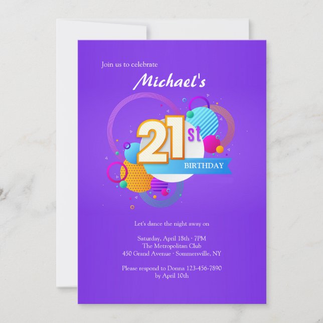 Invitation Fête des 21 ans (Devant)
