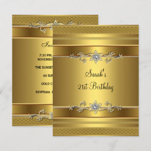 Invitation Fête des 21 ans Bijou Or Diamant