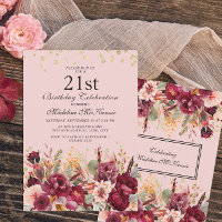 Fête des 21 ans Burgundy Fleur Rose Paillettes Dor