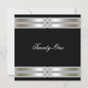 Invitation Fête des 21 ans de la femme Noir Argent