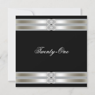 Invitation Fête des 21 ans de la femme Noir Argent
