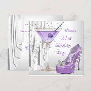 Invitation Fête des 21 ans Martini au lilas blanc chaussure p