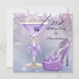 Invitation Fête des 21 ans Martini lilas blanc violet