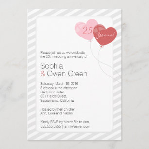 Invitation Fête des 25 ans de mariage - Noces d'argent Ballon