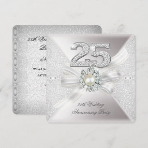 Invitation Fête des 25 ans de mariage Perle Argent