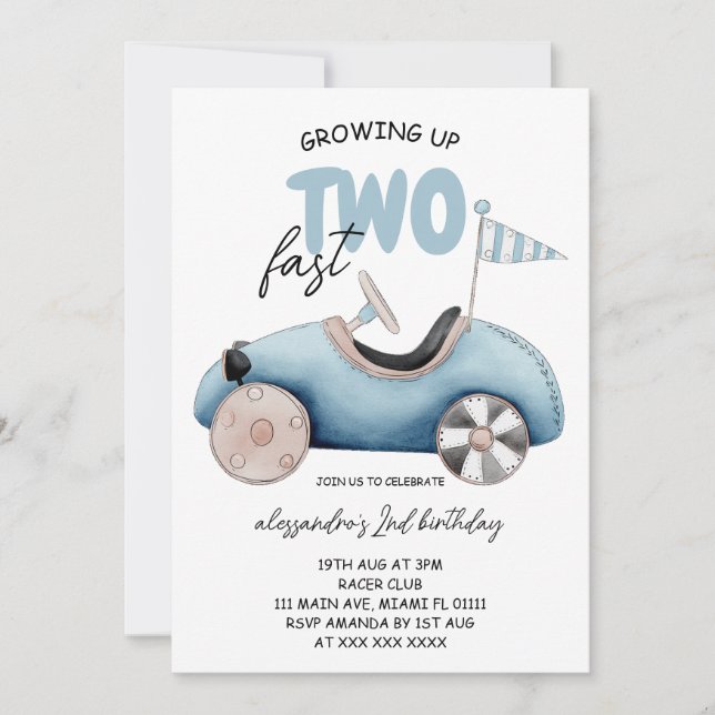 Invitation Fête des 2 ans de Growing up Two Fast Boy  (Devant)