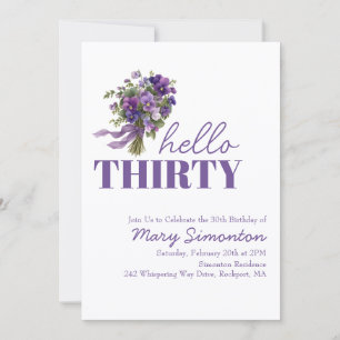 Invitation Fête des 30 ans Bouquet Floral Violet