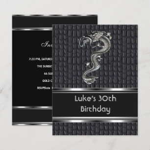 Invitation Fête des 30 ans Cuir Métal Argent Hommes