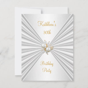 Invitation Fête des 30 ans de mariage Blanc Soie d'argent Per