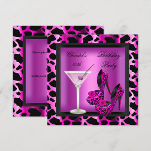 Invitation Fête des 30 ans de naissance Martini Léopard Rose 