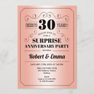 Invitation Fête des 30 ans de surprise - Coral