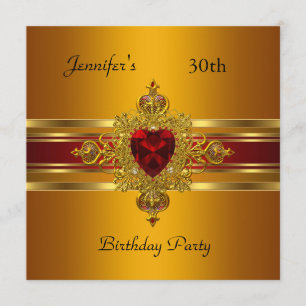 Invitation Fête des 30 ans Jaune Or Rouge Joyau