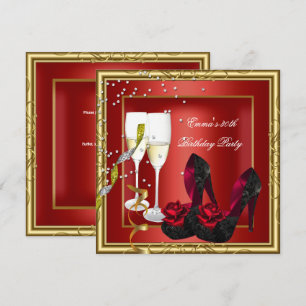 Invitation Fête des 30 ans Rouge Or Noir