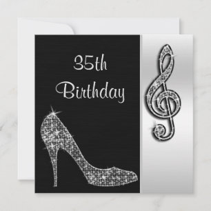 Invitation Fête des 35 ans Silver Stiletto & Treble Cleft
