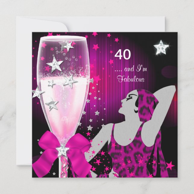Invitation Fête des 40 ans Anniversaire Rétro Diva Fabuleux R (Devant)