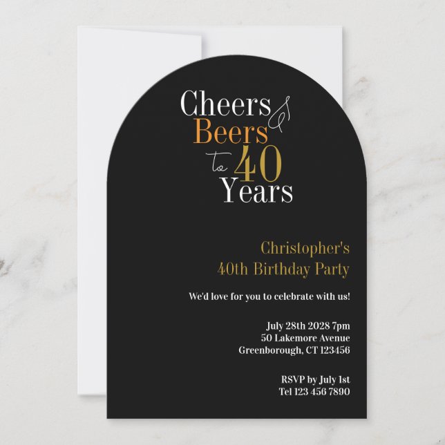 Invitation Fête des 40 ans Cheers and Beers (Devant)