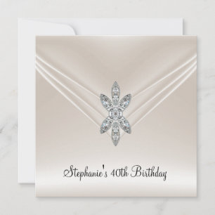 Invitation Fête des 40 ans Crème Bijou Diamant