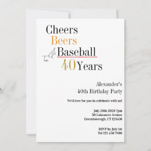 Invitation Fête des 40 ans de Baseball Cheers Beers 40 ans