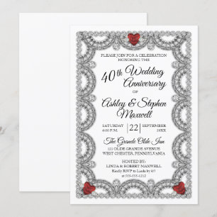 Invitation Fête des 40 ans de mariage de Ruby et Diamond