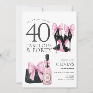 Invitation Fête des 40 ans pour femmes, Fabuleuse et Quarante