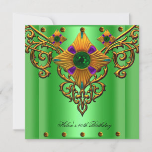 Invitation Fête des 40 ans vert or bijou