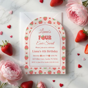 Invitation Fête des 4 ans de Strawberry Berry Four Ever Sweet