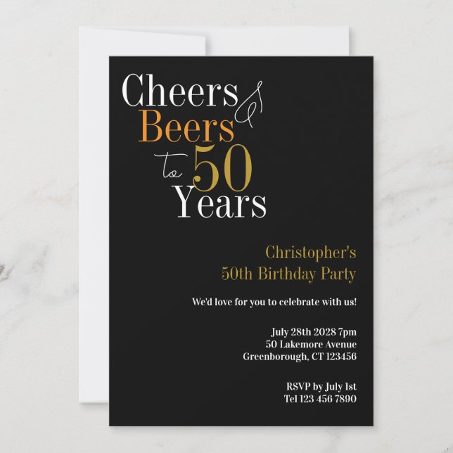 Invitation Fête des 50 ans Cheers and Beers (Devant)