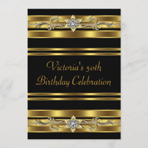 Invitation Fête des 50 ans de la femme au bijou en or