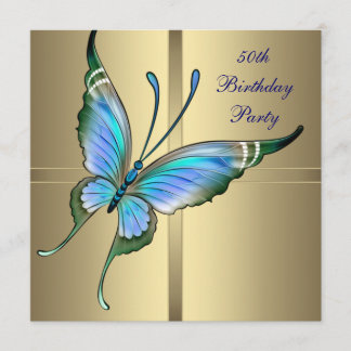 Invitation Fête des 50 ans de la femme au papillon d'or