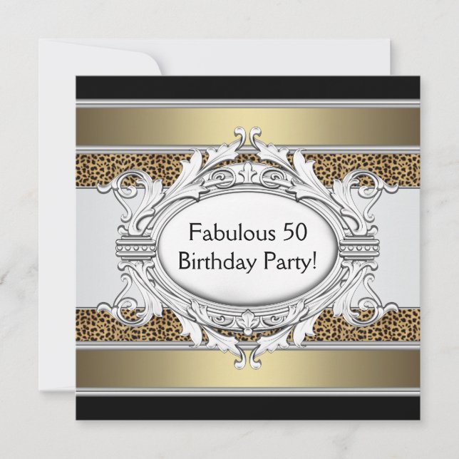 Invitation Fête des 50 ans de la femme Fabulous Léopard (Devant)