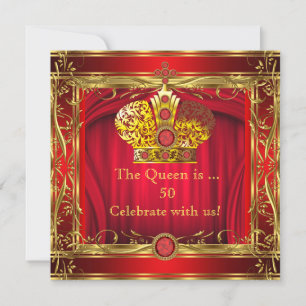 Invitation Fête des 50 ans de la Reine Regal Red Gold