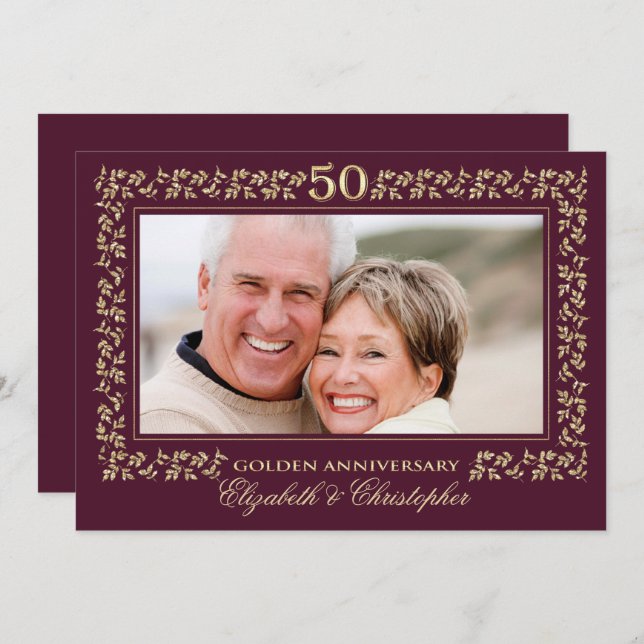 Invitation Fête des 50 ans de mariage | Photo personnalisée (Devant / Derrière)