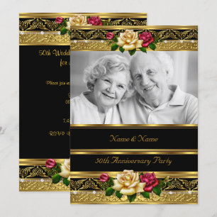 Invitation Fête des 50 ans de mariage Rose Or Photo 3
