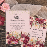 Fête des 60 ans Burgundy Fleur Rose Paillettes Dor