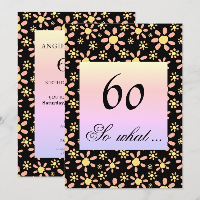 Invitation Fête des 60 ans Fleurs pour Elle (Devant / Derrière)