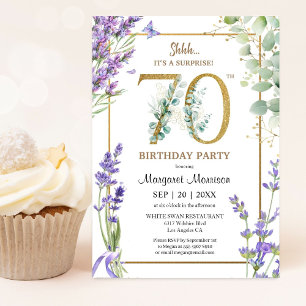 Invitation Fête des 70 ans aquarelle lavande violette