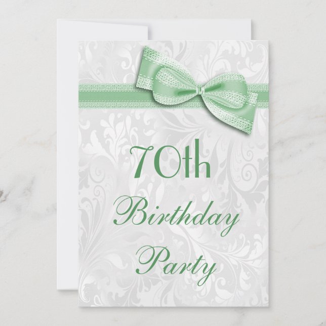 Invitation Fête des 70 ans damassé et nœud faux (Devant)