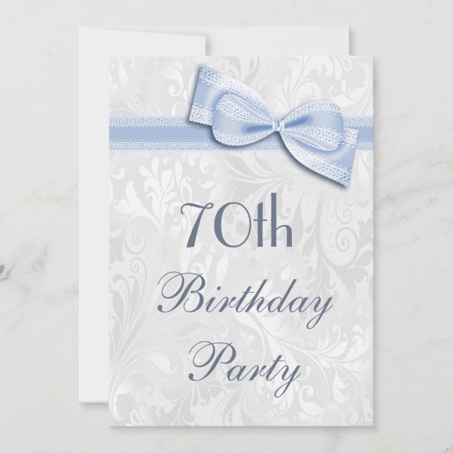 Invitation Fête des 70 ans damassé et nœud papillon faux (Devant)