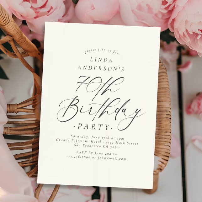 Invitation Fête des 70 ans d'anniversaire en calligraphie scr (Créateur téléchargé)