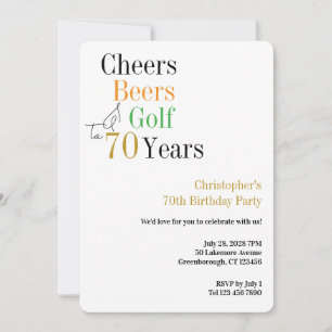 Invitation Fête des 70 ans de golf Cheers Bières Minimal