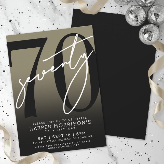 Invitation Fête des 70 ans d'or (Gold 70th Birthday Party Invitation)